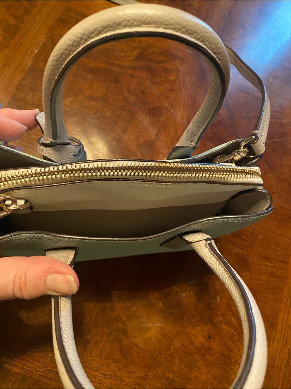 Kate Spade Mint and Taupe Leather Satchel - Picture 8 of 9